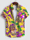 Camisas de manga corta con botones y estampado Carnival Mascara para hombre Invierno - Amarillo