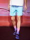 Men Ombre Color Hit Quick Dry Wide Legged Swimwear - Blue