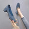Women Slip On Solid Color Low-heeled Pumps Shoes - Blue