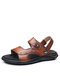 Men Genuine Cow Leather Two Wearing Ways Beach Water Casual Sandals - Brown