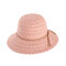Woman Multi-color Openwork Petal Pattern Summer Sunscreen Woven Straw Hat - Pink