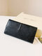 Women PU Leather Vintage Three-fold Card Case Phone Bag Wallet Purse Clutch Bag - Black