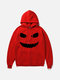 Mens Halloween Funny Printed Casual Big Pocket Drawstring Loose Hoodies - Red