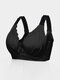 Women Lace Full Cup Wireless Lightly Lined Contrast Double Straps Bra - Black