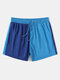 Men Colorblock Mesh Breathable Quick Dry Wide Legged Beachwear - Blue