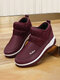 Women Casual Slip-On Warm Lining Soft Comfy Waterproof Slip Resistant Snow Boots In Winter - Red
