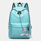 Women Solid Chain Large Capacity Ribbon Backpack - Green