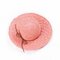 Woman Solid Color Large Edge Cap Travel Shade Straw Hat With Fine Needle Leather Rope  - Pink