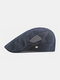Men Mesh Hollow Out Solid Color Sunshade Breathable Forward Hat Beret Hat Flat Hat - Navy