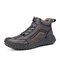 Menico Men Hand Stitching Outdoor Rubber Toe Cap Work Style Ankle Boots - Gray