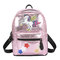 New Trend Fashion Bag Glossy Print Compact Backpack Rainbow Backpack Cute Wild - Pink-638