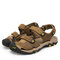 Large Size Men Leather Anti-collsion Hook Loop Casual Outdoor Sandals - Light Brown