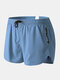 Men Swim Trunks with Compression Liner Breathable Moisture Wicking Liner Zipper Pocket Running Mini Shorts - Blue