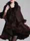 Elegant Faux Fur Patchwork Layered Irregular Women Cloak Coats - Coffee
