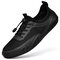 Men Large Size Breathable Mesh Fabric Lace-up Octopus Botton Casual Shoes - Black