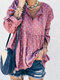 Stars Print Casual V-neck Blouse for Women - Pink