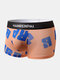 Mens Letter Print Waistband Boxer Briefs Underwear With Pouch - Pink