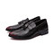 Men Microfiber Leather Crocodile Pattern Loafers Slip On Dress Shoes - Red
