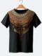 Mens Ethnic Totem Print Crew Neck Short Sleeve T-Shirts - Black