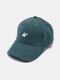 Unisex Corduroy Color Contrast N Letter Embroidery Simple Sunshade Warmth Baseball Cap - Dark Green