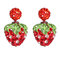 Crystal Round Ball Strawberry Stud Earrings - Vermelho