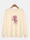 Lässige Pullover-Sweatshirts für Herren mit Cartoon-Dinosaurier-Aufdruck und Rundhalsausschnitt - Aprikose