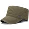 Men Thin Cotton Solid Color Flat Cap Sunshade Casual Outdoors Adjustable Hat - ArmyGreen