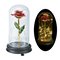 24K Gold Rose with LED Light Artificial Decoration Dome Wood Base Valentine's Gifts - Red