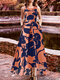 Robe sans manches à imprimé floral pour femmes - Orange