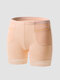 Women Modal Jacquard Stretchy Leggings Safety Boyshorts With Zip Pocket - Nude
