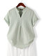 Повседневная блузка в клетку с пуговицами и рюшами на воротнике для Женское - Зеленый
