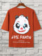 Men Funny Panda Cartoon And Letter T-Shirt - Orange