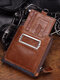 Men Genuine Leather Removable Anti-theft Money Clip RFID Photo Case Coin Purse Wallet - Brown