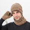 Men 3PCS Solid Color Keep Warm Sets Fashion Casual Wool Hat Beanie Scarf Full-finger Gloves - Khaki