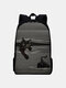 Women Oxford Large Capacity Black Cat Striped Pattern Printing Backpack - Black