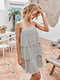 Dot Print Sleeveless Casual Slip Dress For Women - White