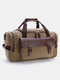 Casual Canvas Multi-Carry Buckle Decor Large Capacity Multi-pocket Travel Outdoor Luggage Handbag Crossbody Bag - Khaki