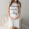 Letters Printed Sleeveless Maternity Dress Home Dress - Grayish white