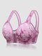 Women Tie Dyed Front Closure Wireless Lightly Lined Full Coverage Breathable Bras - Purple