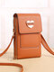 Casual Multifunction Double-Layer Touch Screen Crossbody Bag Faux Leather Heart Decoration Phone Bag - Brown