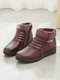 Winter Warm Lining Side Zipper Rhinestone Decor Soft Comfy Casual Snow Boots For Women - Wine Red