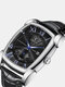 11 colori PU lega da uomo vintage Watch calendario puntatore decorato luminoso quarzo Watch - Cassa argentata Quadrante nero B