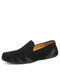 Men Pigskin Leather Driving Shoes Slip On Casual Loafers - Black