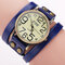 Casual Multilayer Bracelet Leather Wrist Watches Mens Watches Big Number Dial Watches for Women - Blue
