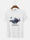 Mens Planet Letter Printed Crew Neck Short Sleeve T-Shirts - White