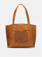 Women Vintage Faux Leather Large Capacity Tote Internal Keychain Design Crossbody Bags Shoulder Bag - Brown