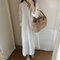 loose long section loose large size cotton shirt skirt - White