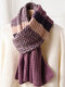Women Artificial Wool Acrylic Mixed Color Knitted Color-match Thickened Fashion Warmth Scarf - Purple