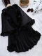 Elegant Faux Fur Patchwork Layered Irregular Women Cloak Coats - Black
