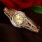 LVPAI Ethnic Luxury Ladies Bracelet Rhinestones Clock Quartz Bracelet Watch Gift for Women - Gold